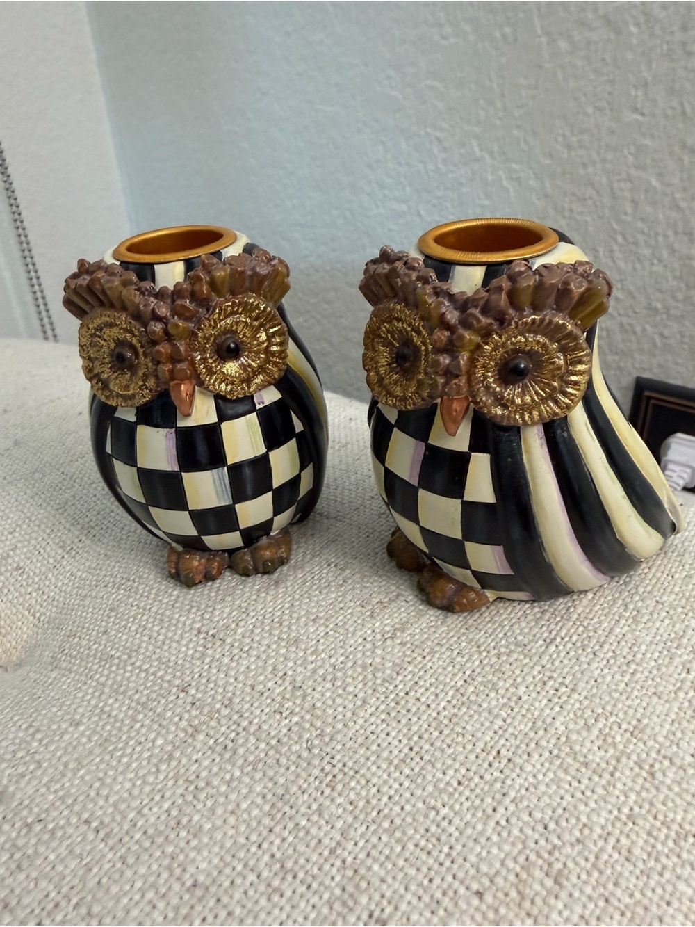 MacKenzie-Childs Owl Candlestick Holders